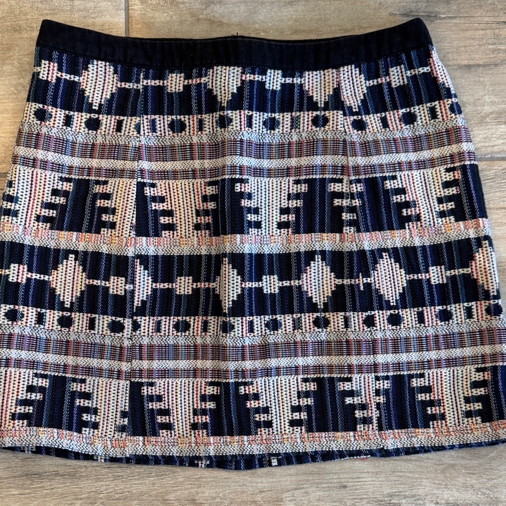 Patterned Navy and White Skirt VIntage Mini Western Size small
